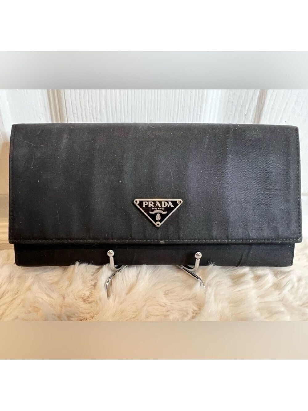 PRADA TESSUTO LUX NYLON LEATHER WALLET